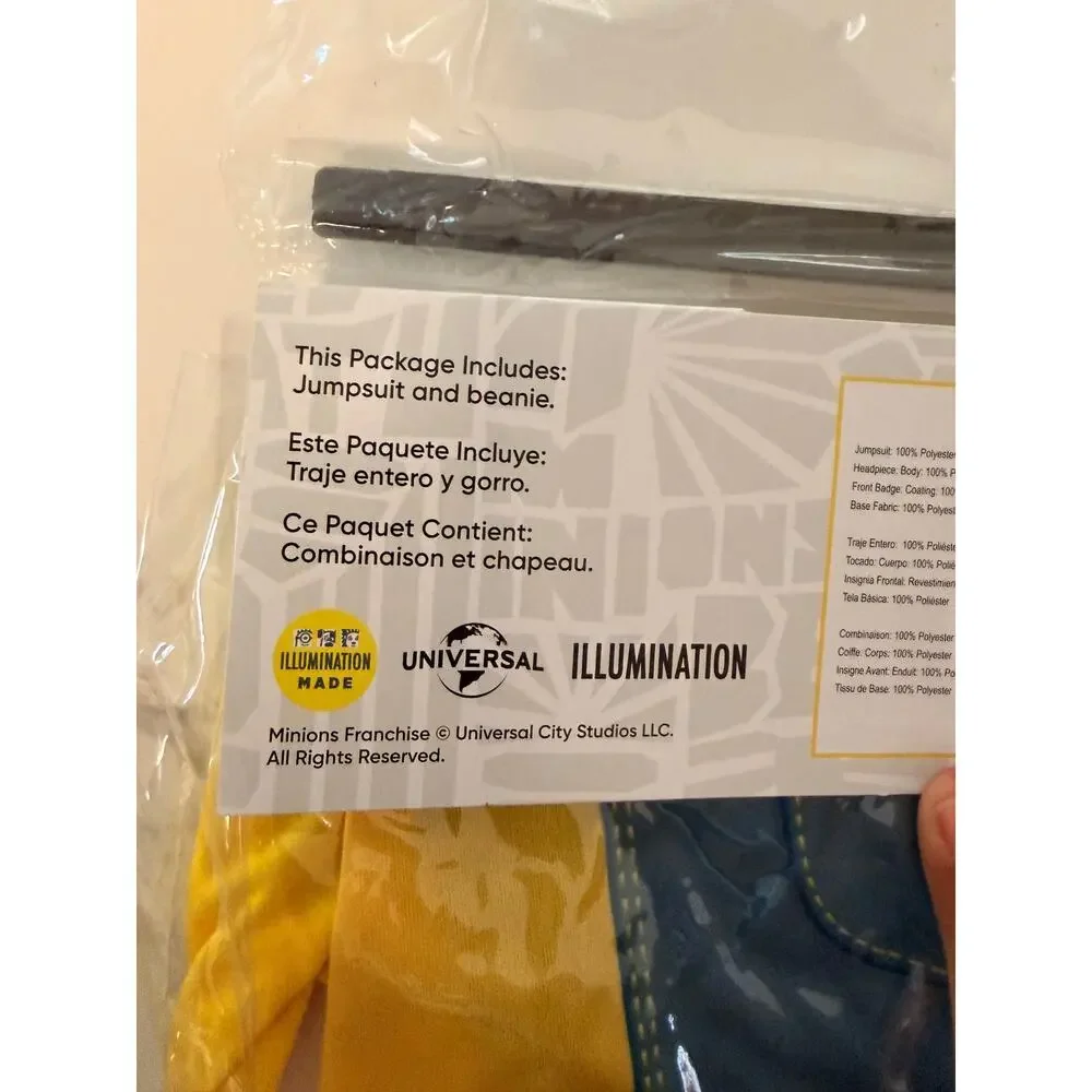 Minions Bob Toddler Costume Size 2T Jumpsuit Beanie Illumination Disguise New
